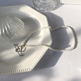 925 Silver Heart Pearl Pendant Necklace Women Party Gift Jewelry
