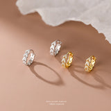 925 Silver Zircon Leaf Earrings for Women Girl Jewelry Accessories