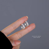 925 Silver Zircon Leaf Earrings for Women Girl Jewelry Accessories