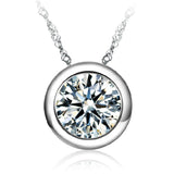 925 Silver Small Circle Crystal Pendant Necklace