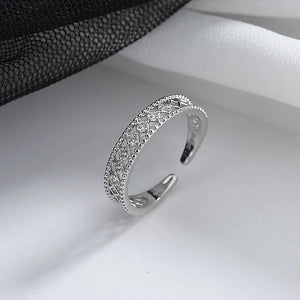 925 Silver Lace Ring For Women Open Adjustable Wedding Party Gift