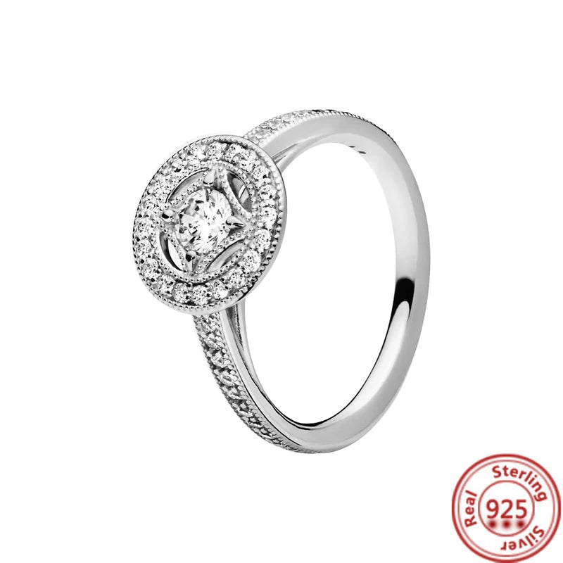 925 Silver Angel Wings Zircon Heart Snowflake Ring