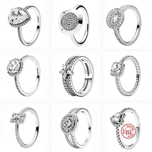 925 Silver Angel Wings Zircon Heart Snowflake Ring