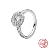 925 Silver Angel Wings Zircon Heart Snowflake Ring