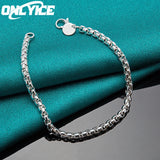 925 Silver Round 4mm Box Chain Bracelet Wedding Jewelry