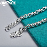 925 Silver Round 4mm Box Chain Bracelet Wedding Jewelry