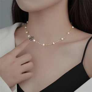 925 Silver Short Necklace Pearl Chain for Women