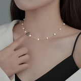 925 Silver Short Necklace Pearl Chain for Women