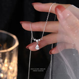 925 Silver Zircon Drop Necklace for Women