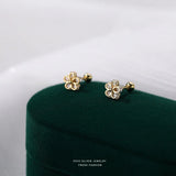 925 Silver Zircon Flower Earrings for Women
