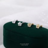 925 Silver Zircon Flower Earrings for Women