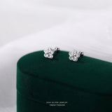 925 Silver Zircon Flower Earrings for Women