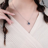 925 Silver Zircon Moon Star Stone Necklace Women Birthday Gift