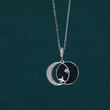 925 Silver Zircon Moon Star Stone Necklace Women Birthday Gift