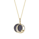 925 Silver Zircon Moon Star Stone Necklace Women Birthday Gift