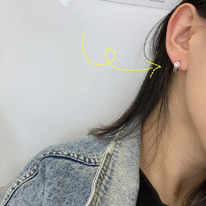 925 Silver Face Earrings Ins Cold Style Ear Clip for Female