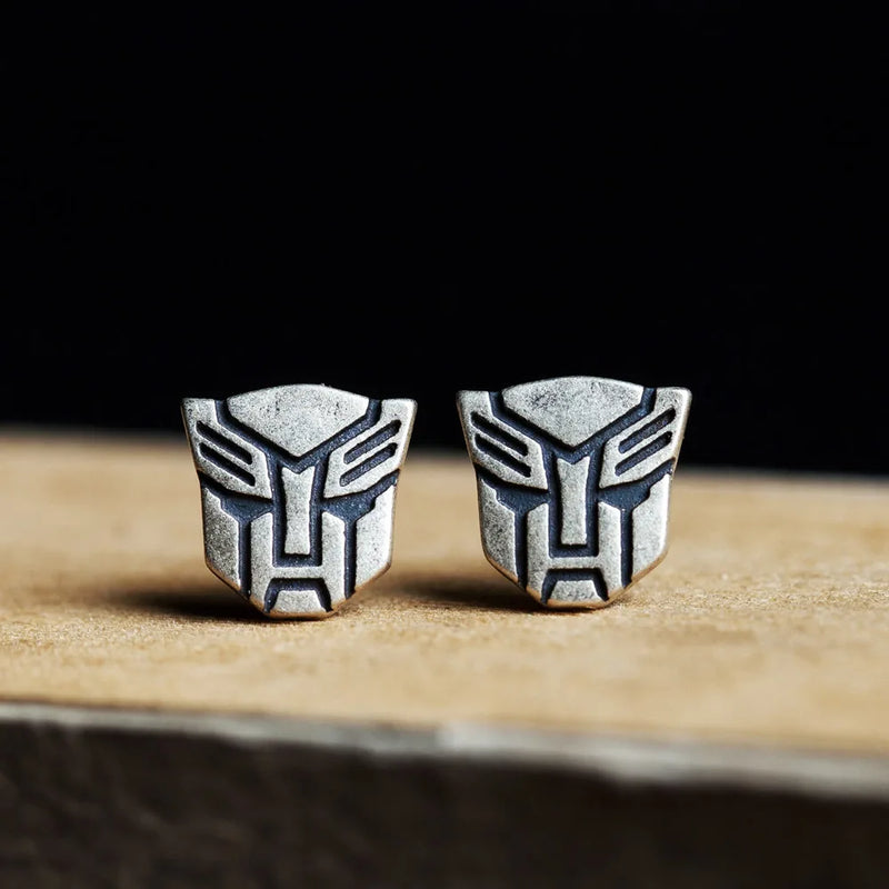 925 Silver Facial Masks Stud Earrings Women Punk Vintage Party Jewelry