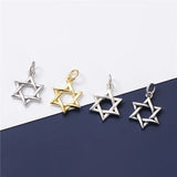 925 Silver Hollow Hexagram Charms Necklace Drop Pendant DIY Jewelry