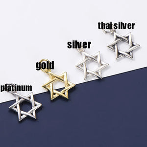 925 Silver Hollow Hexagram Charms Necklace Drop Pendant DIY Jewelry