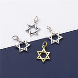 925 Silver Hollow Hexagram Charms Necklace Drop Pendant DIY Jewelry