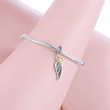 925 Silver Fairy Heart Wings Bead Pendant Pan Bracelet DIY