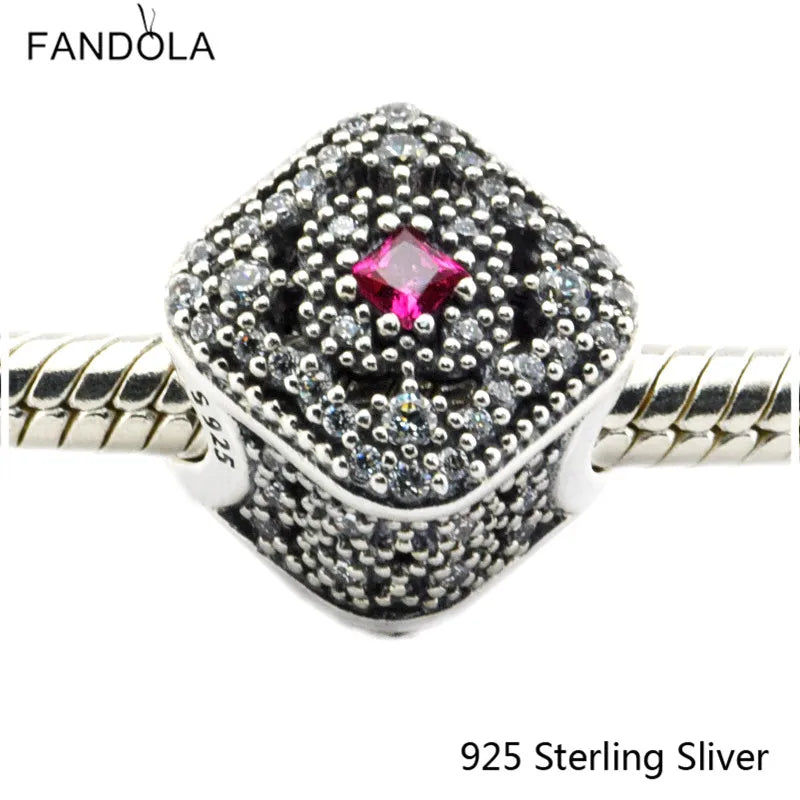 Sterling Silver Fairytale Charm, Cerise Crystal, DIY Bracelet Bead