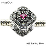 Sterling Silver Fairytale Charm, Cerise Crystal, DIY Bracelet Bead
