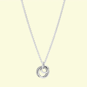 925 Silver Family Always Circles Pendant Necklace for Women