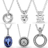 925 Silver Family Always Double Heart Pendant Necklace