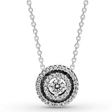 925 Silver Family Always Double Heart Pendant Necklace