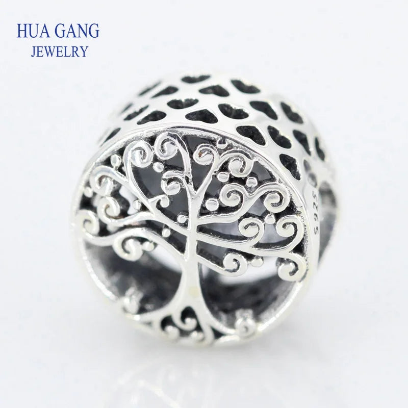 925 Silver Family Roots Charm Love Grows Bead Bracelet