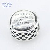 925 Silver Family Roots Charm Love Grows Bead Bracelet
