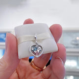 925 Silver Family Heart Globe Dangle Charm for S925 Bracelets