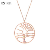 925 Silver Family Tree Name Necklace Birthstone Chain Necklaces for Women