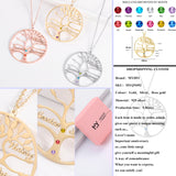 925 Silver Family Tree Name Necklace Birthstone Chain Necklaces for Women