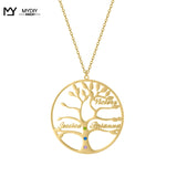 925 Silver Family Tree Name Necklace Birthstone Chain Necklaces for Women