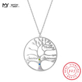 925 Silver Family Tree Name Necklace Birthstone Chain Necklaces for Women