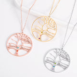 925 Silver Family Tree Name Necklace Birthstone Chain Necklaces for Women