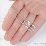 925 Silver Dream Catcher Feather Tassel Pendant Necklace S-N310