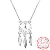 925 Silver Dream Catcher Feather Tassel Pendant Necklace S-N310