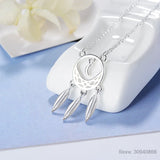 925 Silver Dream Catcher Feather Tassel Pendant Necklace S-N310