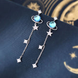 925 Silver Fantasy Planet Earrings Japanese Style INS Tidal Ear Jewelry