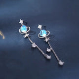 925 Silver Fantasy Planet Earrings Japanese Style INS Tidal Ear Jewelry