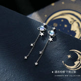 925 Silver Fantasy Planet Earrings Japanese Style INS Tidal Ear Jewelry