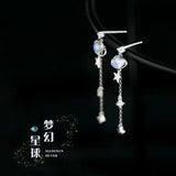 925 Silver Fantasy Planet Earrings Japanese Style INS Tidal Ear Jewelry