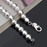 925 Sterling Silver 8MM Bead Necklace Women Wedding Jewelry