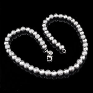 925 Sterling Silver 8MM Bead Necklace Women Wedding Jewelry