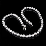 925 Sterling Silver 8MM Bead Necklace Women Wedding Jewelry