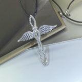 925 Silver Angel Cross Pendant Necklace Double Wings Gift