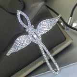 925 Silver Angel Cross Pendant Necklace Double Wings Gift